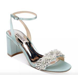 Badgley Mischka BHLDN Blue Clara Embellished Block Heel Sandals